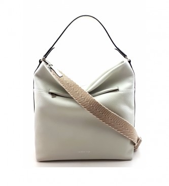 Dimoni para mulher. Saco de couro branco -31 x 23 x 15 cm-.