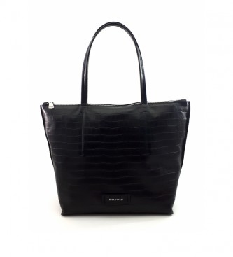 Dimoni para mujer. Bolso de piel negro -40 x 29 x 13 cm- Dimoni