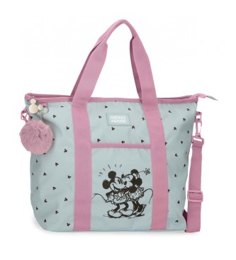 Disney para niña. 3797321 Bolso Mickey y Minnie Kisses con portaordenador azul (OSFA), Casual, Poliéster, moda infantil, Disney outlet 2024.