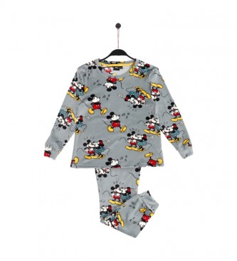 Disney para criança. Pijama de manga comprida Mickey cinzento