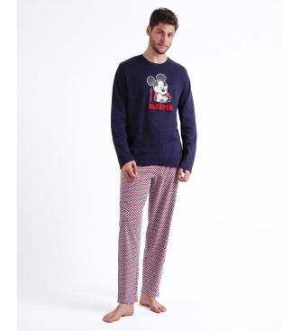 Disney para homem. Pijama de manga comprida Mickey Zigzag Navy