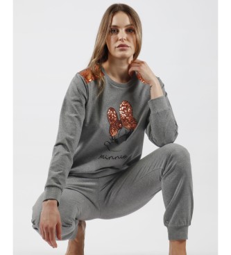 Disney para mulher. Pijama Minnie Sequins cinzento Disney