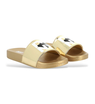 DKNY para mujer/niña. D62093 Sandalias logo dorado (28), Plano, Ninguno, Casual, moda infantil