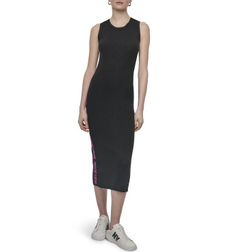 DKNY para mujer. DJ5R0752 Vestido Texto negro (S), Casual, Algodón, Sin mangas / Tirantes