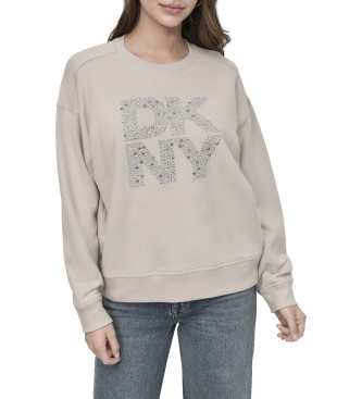 DKNY para mujer. DJ5T1432 Sudadera New York Mix beige (S), Casual, Algodón