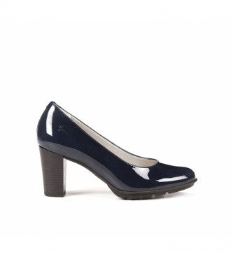 Dorking para mulher. Sapatos de couro com patente Rubi azul - Salto 7c