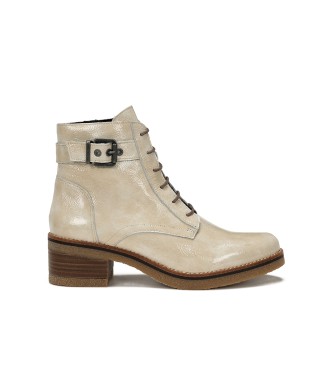 Dorking by Fluchos para mulher. Botas de tornozelo de couro branco Luc