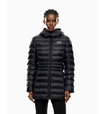 EA7 para mujer. 7W000685_AF12475 Abrigo con capucha de nailon acolchado negro (M), Casual, Poliamida