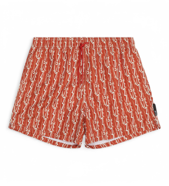 EA7 para hombre. 7M000510_AF13059 Bañador de largo medio estampado naranja (XS), Beachwear, Poliéster