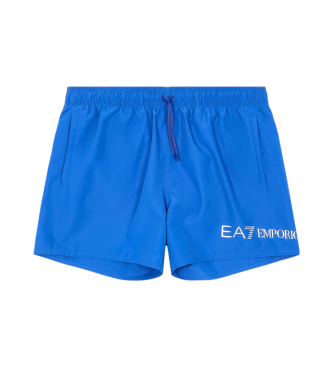 EA7 para hombre. 7M000519_AF13049 Bañador de largo medio con logotipo azul (XL), Beachwear, Poliéster