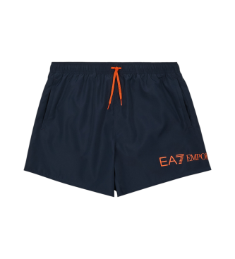 EA7 para hombre. 7M000519_AF13049 Bañador de largo medio con logotipo negro (XXL), Beachwear, Poliéster