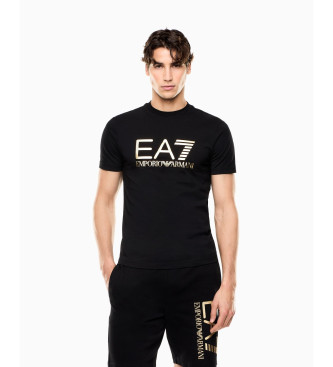 EA7 para hombre. 7M001412_AF22264 Camiseta Core Identity de punto negro (S), Casual, Algodón, Manga corta