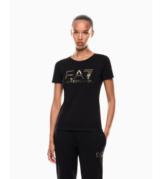 EA7 para mujer. 7W000721_AF10373 Camiseta Logo Metal Stud negro (XS), Casual, Algodón, Manga corta