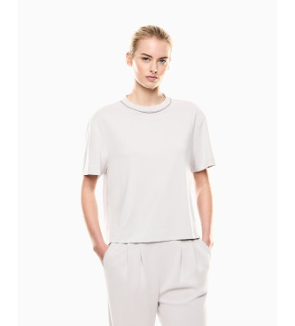 EA7 para mujer. 7W000442_AF13919 Camiseta Precious azul claro (3XL), Casual, Viscosa, Manga corta