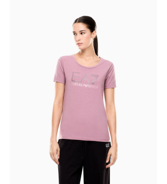 EA7 para mujer. 7W000536_AF10373 Camiseta strass Logo Series rosa (L), Casual, Algodón, Manga corta