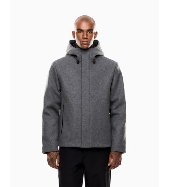 EA7 para hombre. 7M000691_AF15957 Abrigo de paño de mezcla de lana gris (XS), Casual, Poliéster