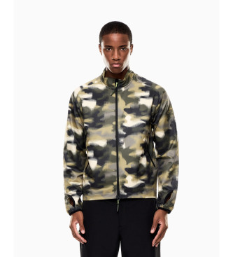 EA7 para hombre. 7M000751_AF13555 Chaqueta ligera de tejido técnico elástico Urban Escape verde (XXS), Casual, Camuflaje, Poliéster