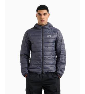 EA7 para hombre. 8NPB24_PNGPZ Chaqueta de plumas plegable Core Identity con capucha gris (XXL), Casual, Poliamida