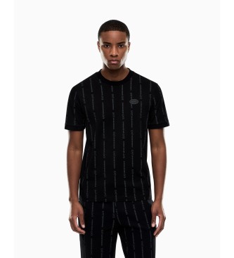EA7voor Mannen. 7M001391_AF12874 Graphic Series T-shirt Zwart (M), Casual, Katoen, Korte Mouwen