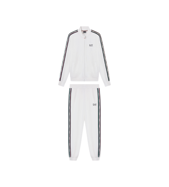 EA7 för män. 7M001867_AF12660 Italienskt vitt set (3XL), Deportivo, Bomull, Lång ärm