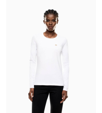 EA7 para mujer. 7W000456_AF10373 Camiseta de manga larga de punto elástico blanco (M), Casual, Algodón