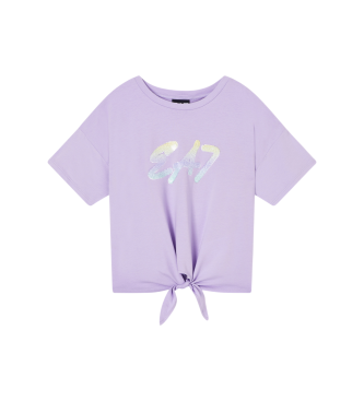 EA7 för flickor. 7G000069_AF10373 Lila t-shirt med rund hals i stretchbomull Logo Series (10Años= 142cm), Casual, Kort ärm, barnmode