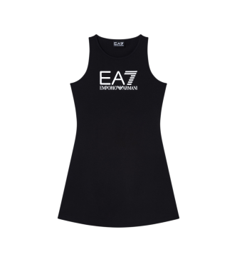 EA7 för flickor. 7G000150_AF12484 Svart stretchig bomullsklänning Logo Series (10Años= 142cm), Casual, Ärmlös / Hängselbyxor, barnmode