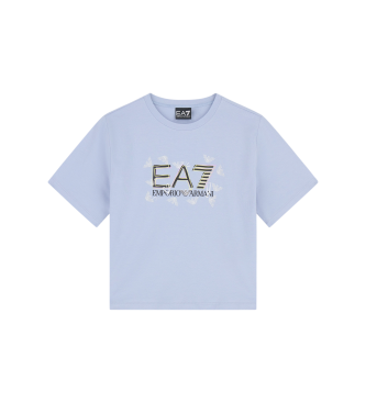 EA7 para niña. 7G000151_AF10373 Camiseta Zen azul (16Años= 168cm), Casual, Algodón, Manga corta, moda infantil
