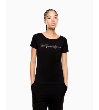 Para mujer. 7W000978_AF10373 Camiseta de punto elástico con logotipo Logo Series (L), Casual, Algodón, Manga corta