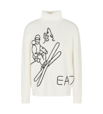 EA7 para hombre. 7M000502_AF19328 Jersey Mountain Apres blanco (L), Casual, Poliamida, Manga larga