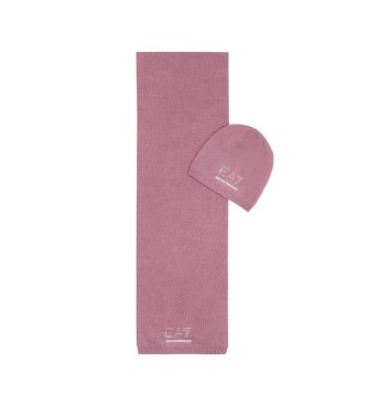 EA7 para mujer. 7W000717_AF16843 Set de gorro y bufanda Evolution rosa (OSFA), Casual, Poliamida