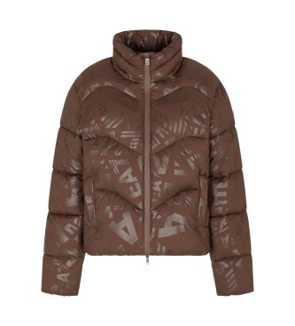 EA7 para mujer. 7W000654_AF16408 Chaqueta Bomber acolchada monograma marrón (XS), Casual, Poliamida
