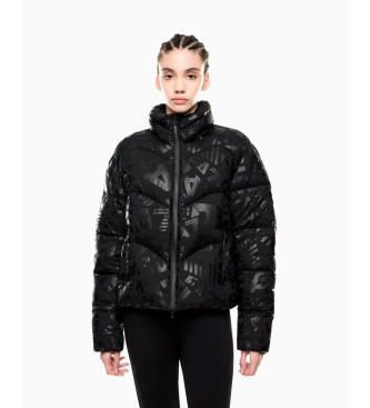 EA7 para mujer. 7W000654_AF16408 Chaqueta acolchada con estampado integral de monograma negro (XXS), Casual, Poliamida