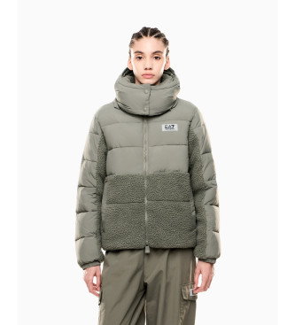 EA7 para mujer. 7W000656_AF16076 Chaqueta acolcha efecto peluche verde (XS), Casual, Poliamida