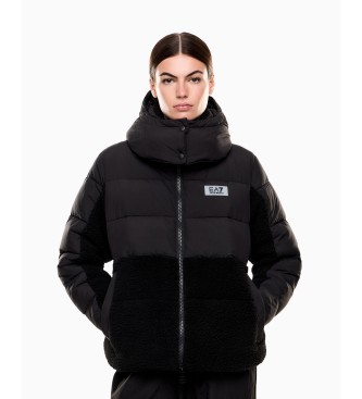 EA7 para mujer. 7W000656_AF16076 Chaqueta acolchada con detalles efecto peluche negro (XS), Casual, Poliamida