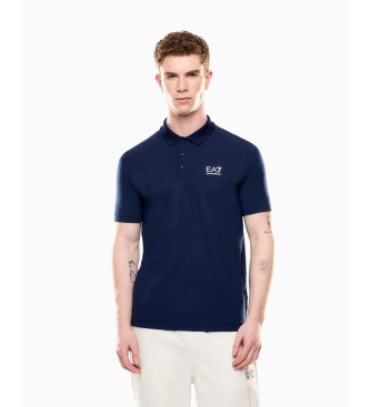 EA7voor mannen. 7M000168_AF13755 Tennis Pro tweekleurige polo in marineblauw Ventus7 technische stof (L), Casual, Polyester, Korte mouwen