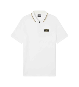 EA7 para hombre. 7M001333_AF13739 Polo de punto premium Label blanco (S), Casual, Algodón, Manga corta