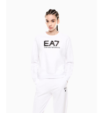 EA7 para mujer. 7W000542_AF16442 Sudadera de mezcla de algodón blanco (L), Casual, Manga larga
