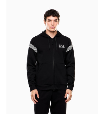EA7 para hombre. 7M001187_AF10377 Sudadera con capucha 7 Lines de mezcla negro (XL), Casual, Algodón