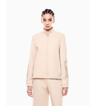 EA7 para mujer. 7W000523_AF13151 Sudadera cárdigan Logo Series beige (L), Casual, Deportivo, Algodón, Multideporte