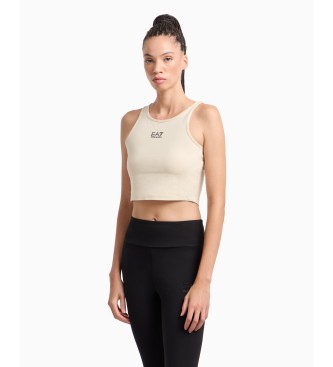 EA7voor vrouwen. 7W000504_AF14752 Top Logo Serie beige (XS), Casual, Katoen, Mouwloos / spaghettibandjes