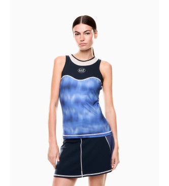 EA7 para mujer. 7W000556_AF19155 Camiseta Tennis Pro Freestyle azul (S), Deportivo, Multideporte, Poliamida, Sin mangas / Tirantes