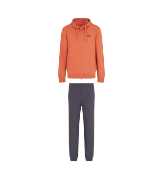 EA7 para hombre. 8NPV63_PJVRZ Chándal de algodón Core Identity naranja, gris (XXL), Casual, Deportivo, Multideporte, Manga larga