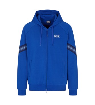 EA7 para hombre. 7M000964_AF10377 Sudadera con capucha 7 Lines ASV azul (XXS), Casual, Algodón