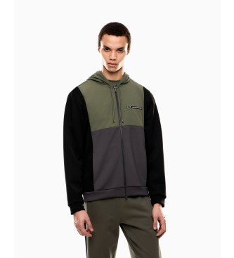 EA7 para hombre. 7M000938_AF17003 Sudadera Colour Block verde (3XL), Casual, Poliéster, Manga larga