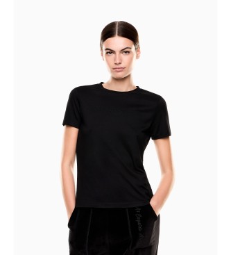 EA7 para mujer. 7W000437_AF13919 Camiseta Athletic Velour negro (S), Casual, Viscosa, Manga corta