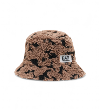 EA7 para mujer. 7W000708_AF16373 Gorro Graphic Series Reversible marrón (S), Casual, Animal print, Poliéster