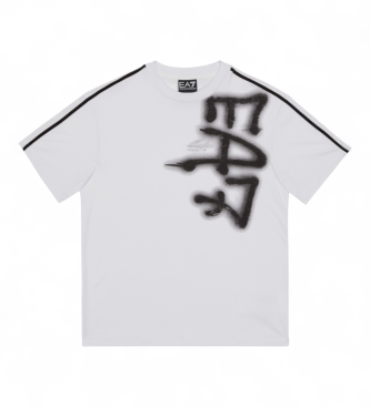EA7 para niño. 7B000204_AF10375 Camiseta Train Logo Series Boy Tee Ss Graffiti blanco (6Años= 118cm), Casual, Algodón, Manga corta, moda inf