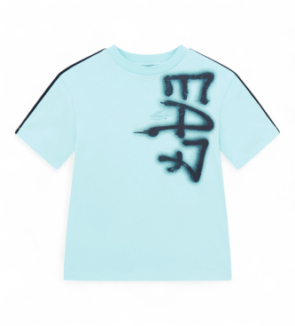 EA7 para niño. 7B000204_AF10375 Camiseta Train Logo Series Graffiti azul (14 años= 164/166 cm), Casual, Algodón, Manga corta, moda infantil