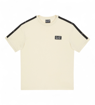 EA7 para niño. 7B000190_AF10375 Camiseta Train Logo Series Boy Tee Ss Tape beige (12Años= 154cm), Casual, Algodón, Manga corta, moda infanti